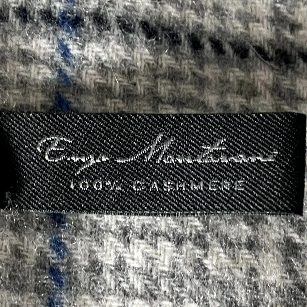 Enya Mantavani Grey Cashmere Plaid Heritage Gorpcore Preppy Fringe Scarf 66